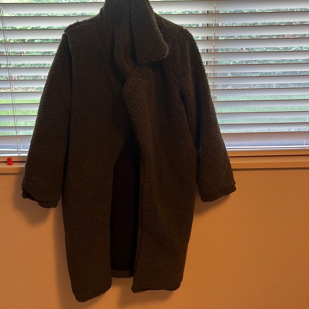 Olive green teddy coat